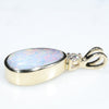 Natural Australian Boulder Opal and Diamond Gold Pendant (12mm x 7mm) Code -EP22