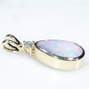 Natural Australian Boulder Opal and Diamond Gold Pendant (12mm x 7mm) Code -EP22