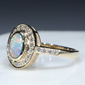 Australian Opal Engagement and Wedding Ring Set