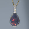 Natural Australian Black Opal Diamond and Gold Pendant