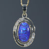 Natural Australian Black Crystal  Opal and Diamond Gold Pendant (13mm x 8mm) Code -EP15