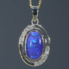 Natural Australian Black Crystal  Opal and Diamond Gold Pendant (13mm x 8mm) Code -EP15