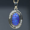 Natural Australian Black Crystal  Opal and Diamond Gold Pendant (13mm x 8mm) Code -EP15