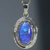 Natural Australian Black Opal Gold and Diamond Pendant