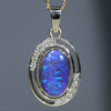 Natural Australian Black Crystal  Opal and Diamond Gold Pendant (13mm x 8mm) Code -EP15