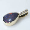 Natural Australian Black Opal and Diamond Gold Pendant (10mm x 7mm) Code -EP16