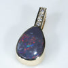 Natural Australian Black Opal and Diamond Gold Pendant (10mm x 7mm) Code -EP16