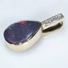 Natural Australian Black Opal and Diamond Gold Pendant (10mm x 7mm) Code -EP16