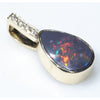 Natural Australian Black Opal and Diamond Gold Pendant (10mm x 7mm) Code -EP16