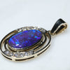 Natural Australian Black Crystal  Opal and Diamond Gold Pendant (13mm x 8mm) Code -EP15