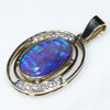 Natural Australian Black Crystal  Opal and Diamond Gold Pendant (13mm x 8mm) Code -EP15