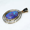 Natural Australian Black Crystal  Opal and Diamond Gold Pendant (13mm x 8mm) Code -EP15