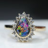 Natural Australian Boulder Opal and Diamond 18k Gold Ring -Size 7.5 Code EJ9