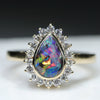 Natural Australian Boulder Opal and Diamond 18k Gold Ring -Size 7.5 Code EJ9