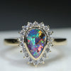 Natural Australian Boulder Opal and Diamond 18k Gold Ring -Size 7.5 Code EJ9