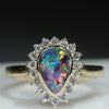 Natural Australian Boulder Opal and Diamond 18k Gold Ring -Size 7.5 Code EJ9