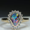 Natural Australian Boulder Opal and Diamond 18k Gold Ring -Size 7.5 Code EJ9