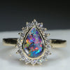 Natural Australian Boulder Opal and Diamond 18k Gold Ring -Size 7.5 Code EJ9