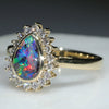 Natural Australian Boulder Opal and Diamond 18k Gold Ring -Size 7.5 Code EJ9