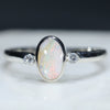 Natural Australian Boulder Opal Silver and Diamond Ring