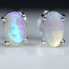 Natural Australian Crystal Opal Silver Stud Earrings