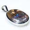 Natural Australian Boulder Opal Silver Pendant with Silver Chain (21mm x 15mm) Code - SD398