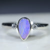 Natural Australian Boulder Opal Silver and Diamond Ring