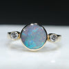 Natural Australian Boulder Opal Gold and Diamond Ring