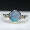 Natural Australian Boulder Opal and Diamond Gold Ring - Size 6.5 US Code - EJ26