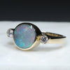 10k Gold-Solid Boulder Opal - Natural Diamonds