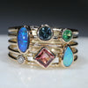 Natural Australian Boulder Opal and Gemstone Gold Ring