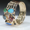 Natural Australian Opal and Gem Stone Gold Ring - Size 7 US Code EJ35