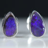 Natural Australian Boulder Opal Silver Studs