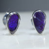 Natural Australian Boulder Opal  Silver Stud Earring (6.5mm x 3.5mm) Code -SE461