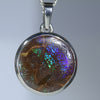 Natural Australian Matrix Opal Silver Round Pendant