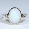 Natural Australian White Opal Gold and Diamond Ring