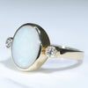 10k Gold - Solid White Opal - Natural Diamonds