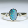 Natural Solid Australian Boulder Opal and Diamond Gold Ring - Size 7 US Code - EM11