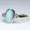Natural Solid Australian Boulder Opal and Diamond Gold Ring - Size 6.75  US Code - EM08