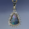 Natural Solid Australian Boulder Opal and Diamond 18k Gold  Pendant (9mm x 6mm) Code - ESP120