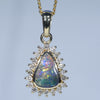 Natural Solid Australian Boulder Opal and Diamond 18k Gold  Pendant (9mm x 6mm) Code - ESP120