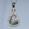 Natural Solid Australian Boulder Opal and Diamond 18k Gold  Pendant (9mm x 6mm) Code - ESP120