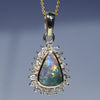 Natural Solid Australian Boulder Opal and Diamond 18k Gold  Pendant (9mm x 6mm) Code - ESP120