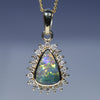 Natural Solid Australian Boulder Opal and Diamond 18k Gold  Pendant (9mm x 6mm) Code - ESP120