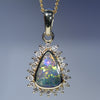 Natural Solid Australian Boulder Opal and Diamond 18k Gold  Pendant (9mm x 6mm) Code - ESP120