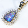 Natural Solid Australian Boulder Opal and Diamond 18k Gold  Pendant (9mm x 6mm) Code - ESP120