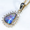 Natural Solid Australian Boulder Opal and Diamond 18k Gold  Pendant (9mm x 6mm) Code - ESP120