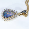 Natural Solid Australian Boulder Opal and Diamond 18k Gold  Pendant (9mm x 6mm) Code - ESP120