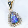 Natural Solid Australian Boulder Opal and Diamond 18k Gold  Pendant (9mm x 6mm) Code - ESP120