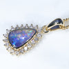 Natural Solid Australian Boulder Opal and Diamond 18k Gold  Pendant (9mm x 6mm) Code - ESP120